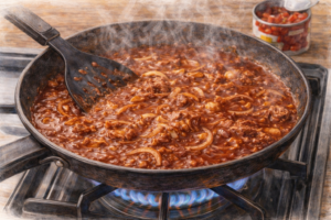 ハヤシライス煮込む